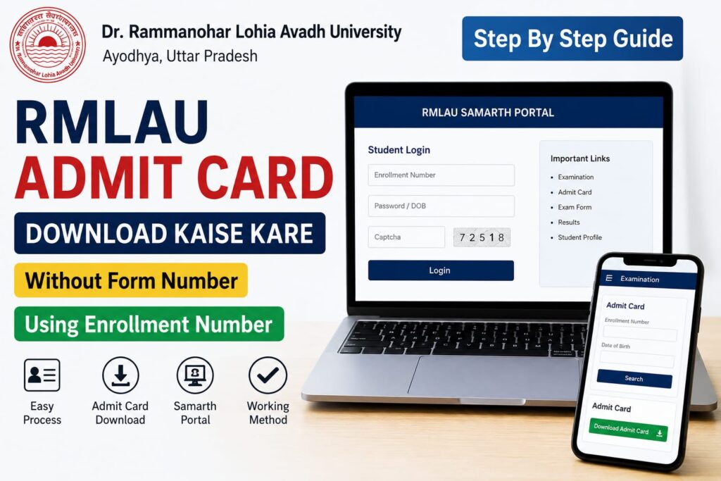 RMLAU Admit Card Without Form Number