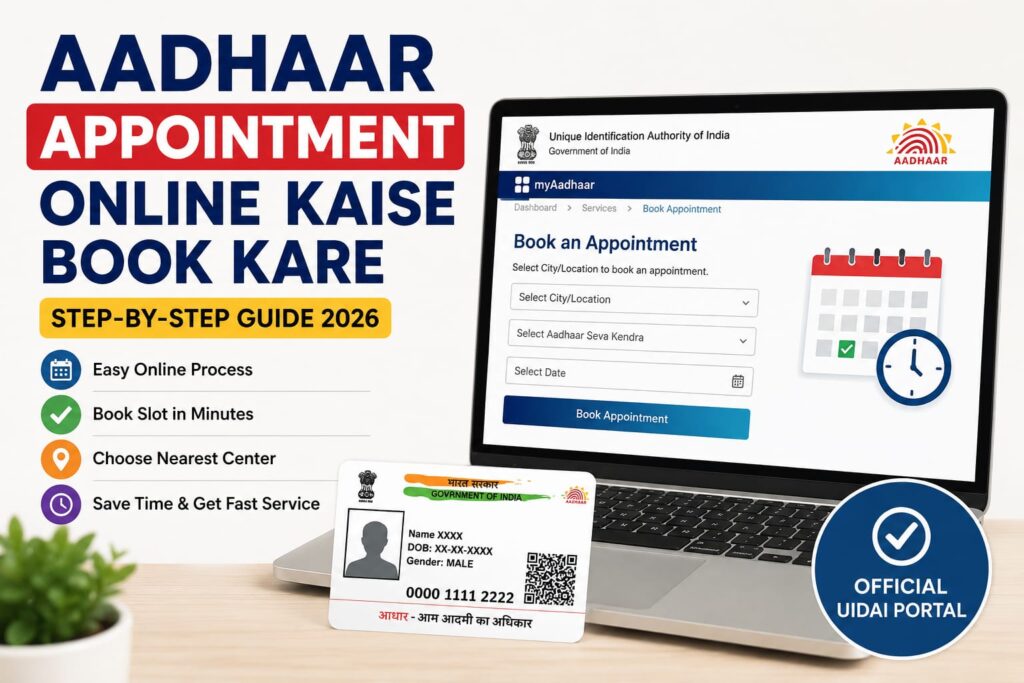 Aadhaar appointment online booking process 2026 via myAadhaar potal