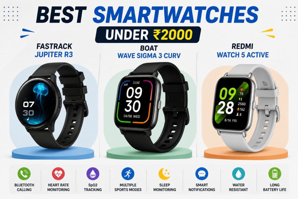 Best Smartwatch Under ₹2000 in 2026-Calling, Battery Aur Stylish Design Ke Sath